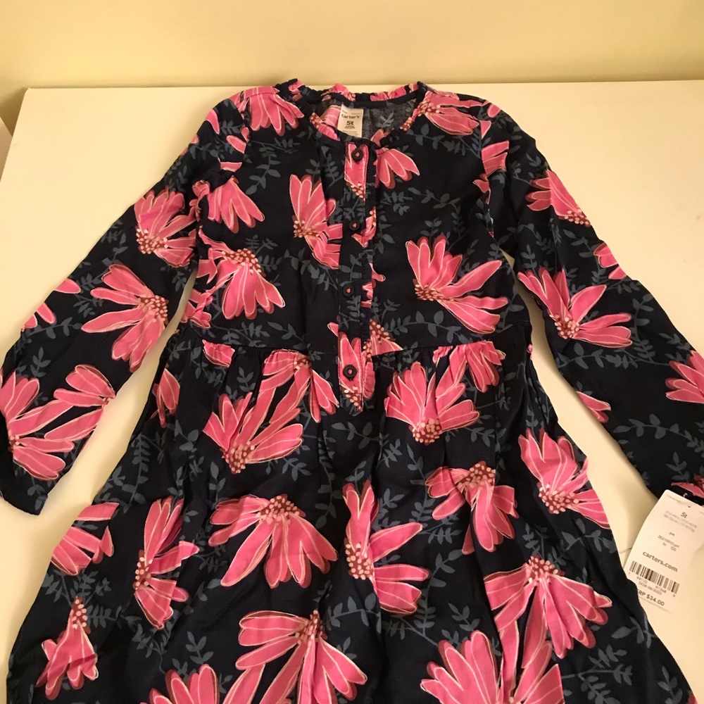 Brand New with Tag Carter’s Toddler Girls Floral Sateen Dress. Size 5T - Picture 5 of 6